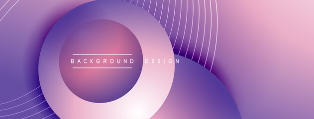 Gradient circles with shadows. Vector techno abstract background. Modern overlapping forms wallpaper background, design template