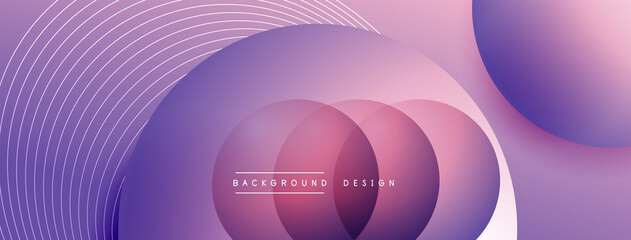 Gradient circles with shadows. Vector techno abstract background. Modern overlapping forms wallpaper background, design template