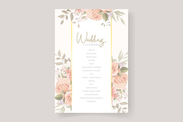 Beautiful soft floral and leaves wedding invitation card design