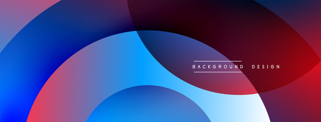 Abstract overlapping lines and circles geometric background with gradient colors