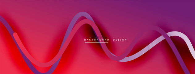 Abstract gradient background with wave line with shadow effect. Geometric composition. 3D shadow effects and fluid gradients