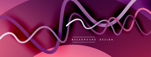 Abstract gradient background with wave line with shadow effect. Geometric composition. 3D shadow effects and fluid gradients