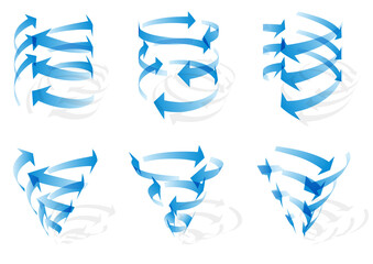 6種類のトルネード矢印 影つき