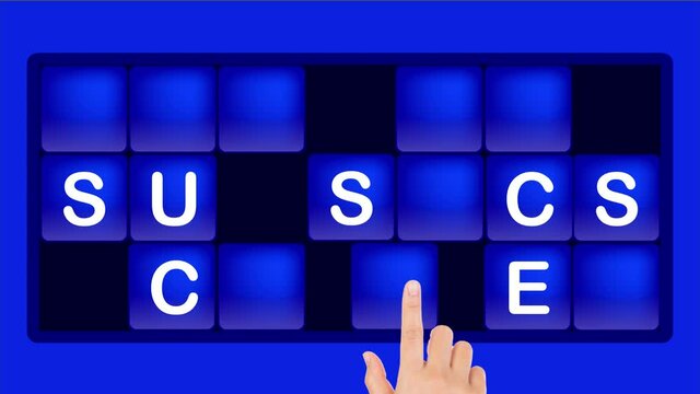 letters setting on touch screen for success 2d animation clip