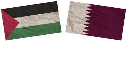 Qatar and United Arab Emirates Flags Together Paper Texture Effect Illustration