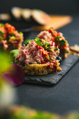 Sushi. Sushi with surimi. Decorated sushi with surimi, wasabi and ginger.  © Exploder