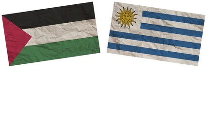 Uruguay and United Arab Emirates Flags Together Paper Texture Effect Illustration
