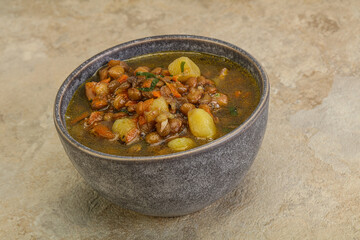 Lentil soup with chicken and vegetables