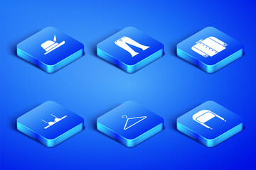 Set Winter hat with ear flaps, Oktoberfest, Hanger wardrobe, Bra, Pants and T-shirt icon. Vector