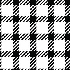 Seamless vector pattern in black and white buffalo plaid. Autumn classic linen print. Designs for fabric, textiles, social media, clothing, web, wrapping paper, packaging, scrapbooking,wallpaper