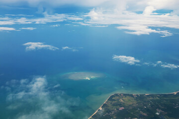 Fototapeta premium Aerial seascape view from airplane, Phuket