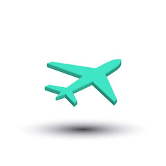 3D Vector Simple Airplane Design, 3D Airplane Icon Soaring In The Air