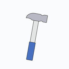 Flat hammer icon for home repair for applications in gray-blue color. A handyman's tool for home repairs. Vector illustration on the construction theme for a badge, logo, sticker, patch, label, sign