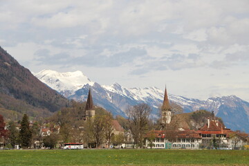 Town in the Alps mountains in Interlaken