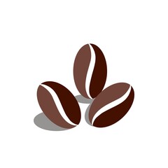 Coffee Beans Isolated White Background. Icon, logo.