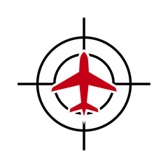 Strike Gun Icon Design Aiming Aircraft, Gun Barrel Target and Aircraft Icon Design