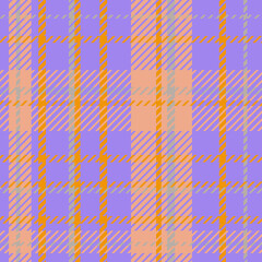 Seamless vector pattern in orange and lavender  buffalo plaid.Autumn classic linen print.Designs for fabric,textiles,social media,clothing,web,wrapping paper,packaging,scrapbooking,wallpaper