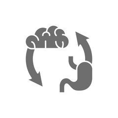 Vector brain exchange stomach, addiction grey icon.