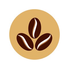 The coffee beans are located in the middle of the circle. Icon, logo.