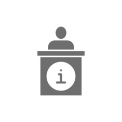Vector information desk, help mark grey icon.