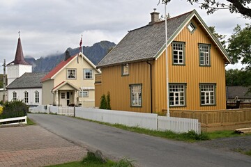 Fototapeta na wymiar View of the most beautiful city of Norway Reine.Moskenosoy island on Lofoten islands.