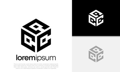 Initials C. CCC logo design. Initial Letter Logo. Hexagon logo design.	
