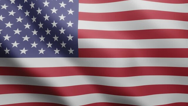 Flag of the United States 3d realistic is fluttering in the breeze background. 4K animated video clip that loops in a realistic way