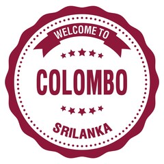 WELCOME TO COLOMBO - SRI LANKA, words written on red stamp