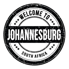 WELCOME TO JOHANNESBURG - SOUTH AFRICA, words written on black stamp