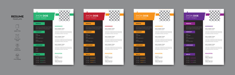Beautiful and professional CV resume template design. Creative CV or resume vector design.