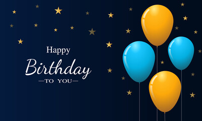 Obraz premium Happy birthday card with balloons and star.