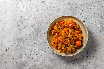 A traditional meal of Azerbaijan Qara for plov.