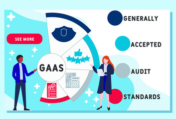 Vector website design template . GAAS - Generally Accepted Audit Standards acronym. business concept. illustration for website banner, marketing materials, business presentation, online advertising.