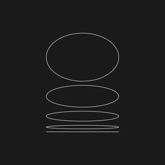 Retrofuturistic of a round plane at different angles. Cyber retro design element. Circle flatness in cyberpunk 80s style. Perspective for poster, cover in retrowave style. Vector