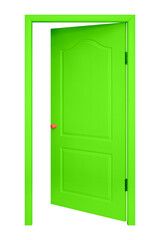 Furniture - Green inside open door in the orange handle. Isolated