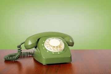 Vintage Phones - Green retro telephone green background