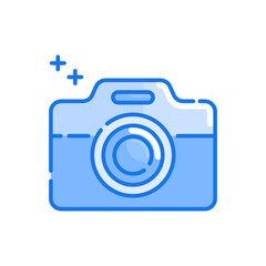 Camera vector blue colours icon style illustration. EPS 10 file