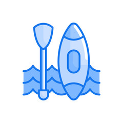 Canoe vector blue colours icon style illustration. EPS 10 file