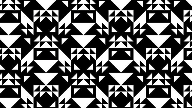 Minimal dynamic pattern with basic geometric shapes. Background with motion graphic in a flat design. Monochrome rectangular tile mosaic