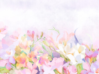 Fototapeta premium Beautiful watercolor wedding roses and peony flowers