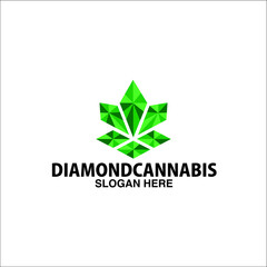 Cannabis diamond green ilustration design logo vector good  for business healthy and medical