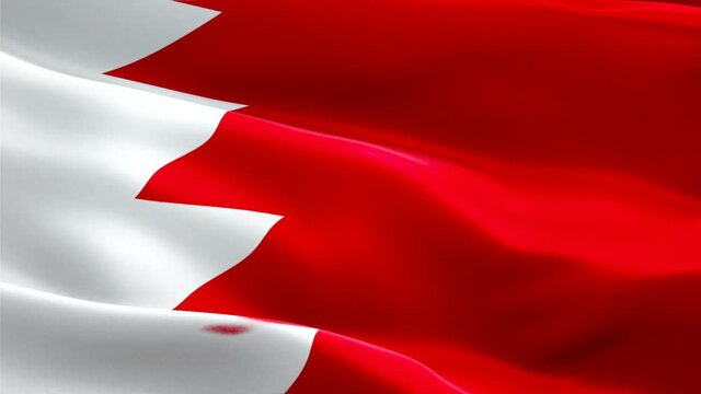 Bahrain flag video waving in wind. Realistic Bahrain Flag background. Bahrain Flag Looping Closeup 1080p Full HD 1920X1080 footage. Bahrain middle east country flags footage video for film,news
