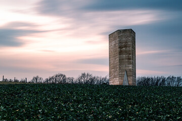 Scenic view of the Bruder-Klaus-Feldkapelle chapel in Mechernich, Germany during sunset