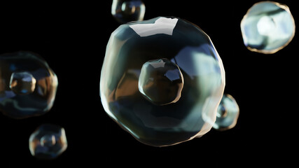 3d illustration of Hemocytoblast, producing red blood cell, blood cell formation, stem cell, erythrocytes, leukocytes, nucleus, cytoplasm, 3d render