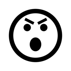 Cartoon angry  and evil smile face emoticon icon in flat style