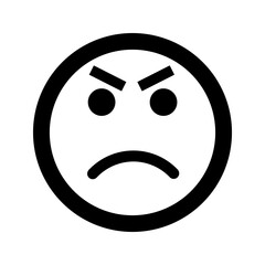 Cartoon angry  and evil smile face emoticon icon in flat style