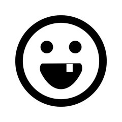 Cartoon happy smile face emoticon icon in flat style