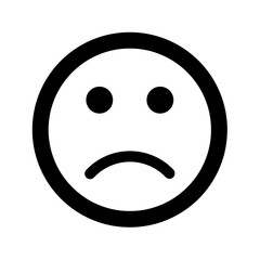 Cartoon sad smile face emoticon icon in flat style