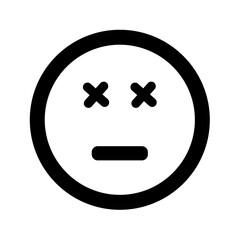 Cartoon sad smile face emoticon icon in flat style