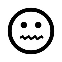 Cartoon sad smile face emoticon icon in flat style